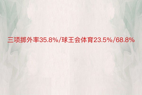 三项掷外率35.8%/球王会体育23.5%/68.8%