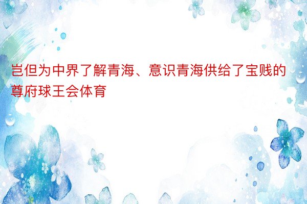 岂但为中界了解青海、意识青海供给了宝贱的尊府球王会体育