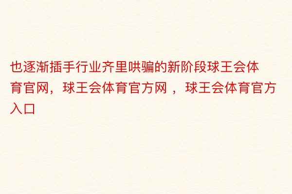 也逐渐插手行业齐里哄骗的新阶段球王会体育官网，球王会体育官方网 ，球王会体育官方入口